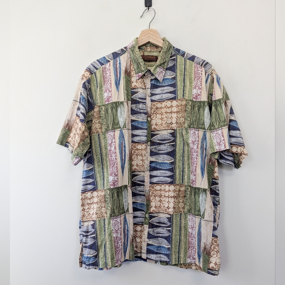 Vintage Tori Richard Hawaii Botanical Patchwork‎ Hawaiian Shirt